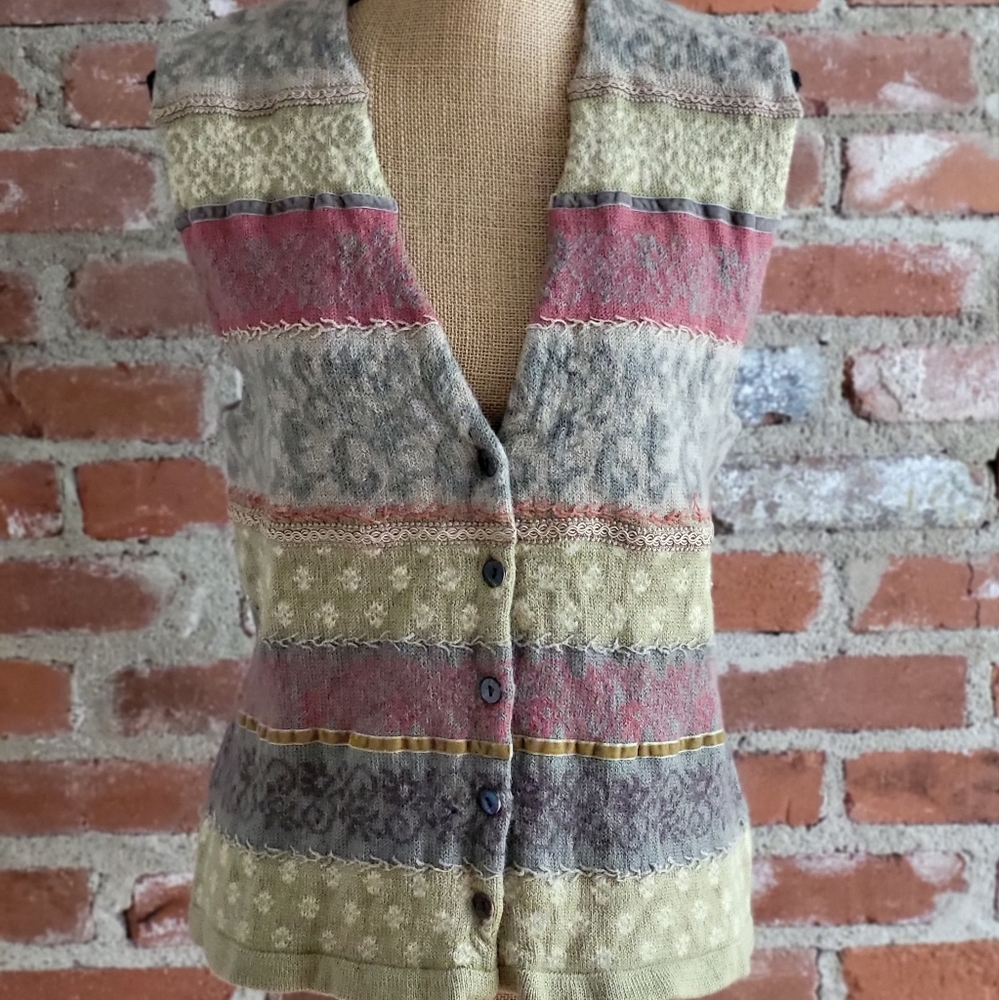 Susan Bristol vintage 90s wool hand embroidered Sweater vest